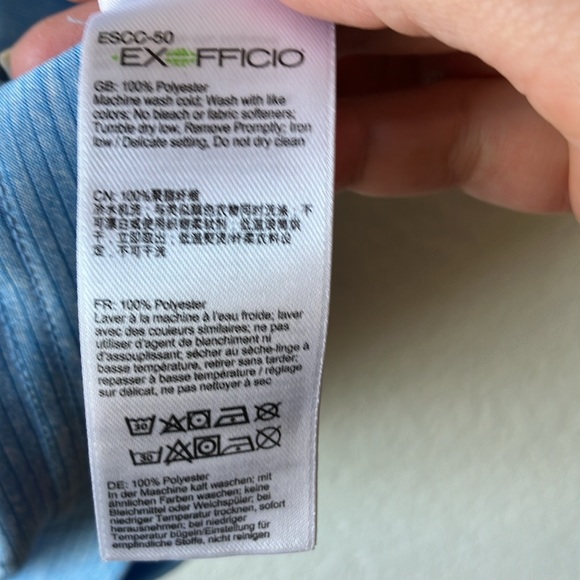 Exofficio Sol Cool Signature Blue Short Sleeve 3/4 Button Up Polo Shirt mens L - Picture 7 of 17